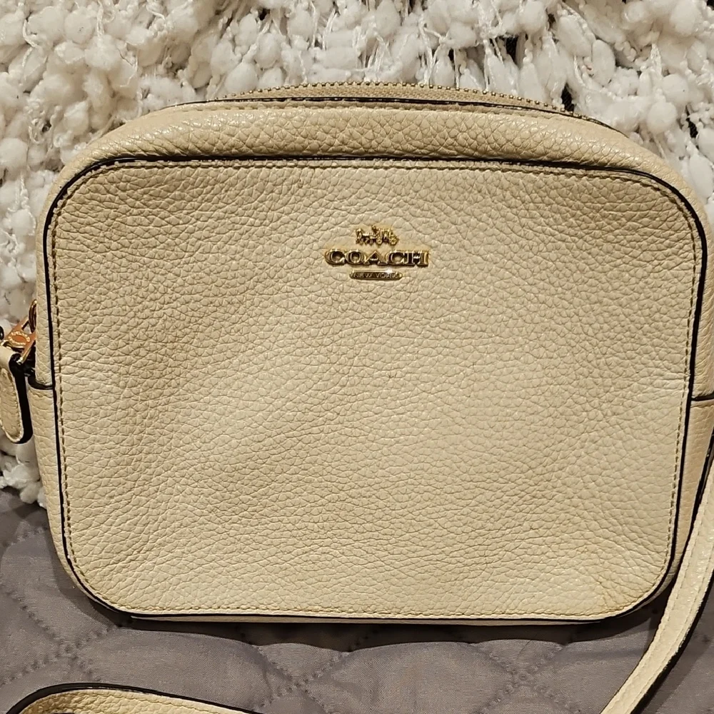 Coach Cream Pebbled Leather Crossbody Bag